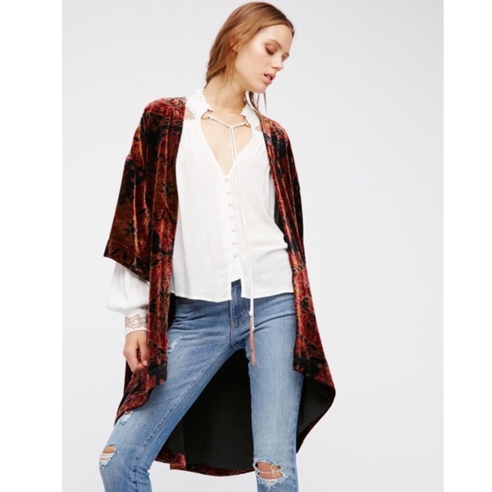 Free People velvet printed kimono
